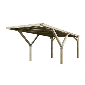 Weka Y-Carport Mugello A, kesseldruckimprägniert, Holzkonstruktion mit flachem Dach.