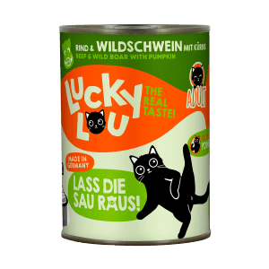 Lucky Lou Katzen-Nassfutter Adult Rind & Wildschwein, 400g Dose.