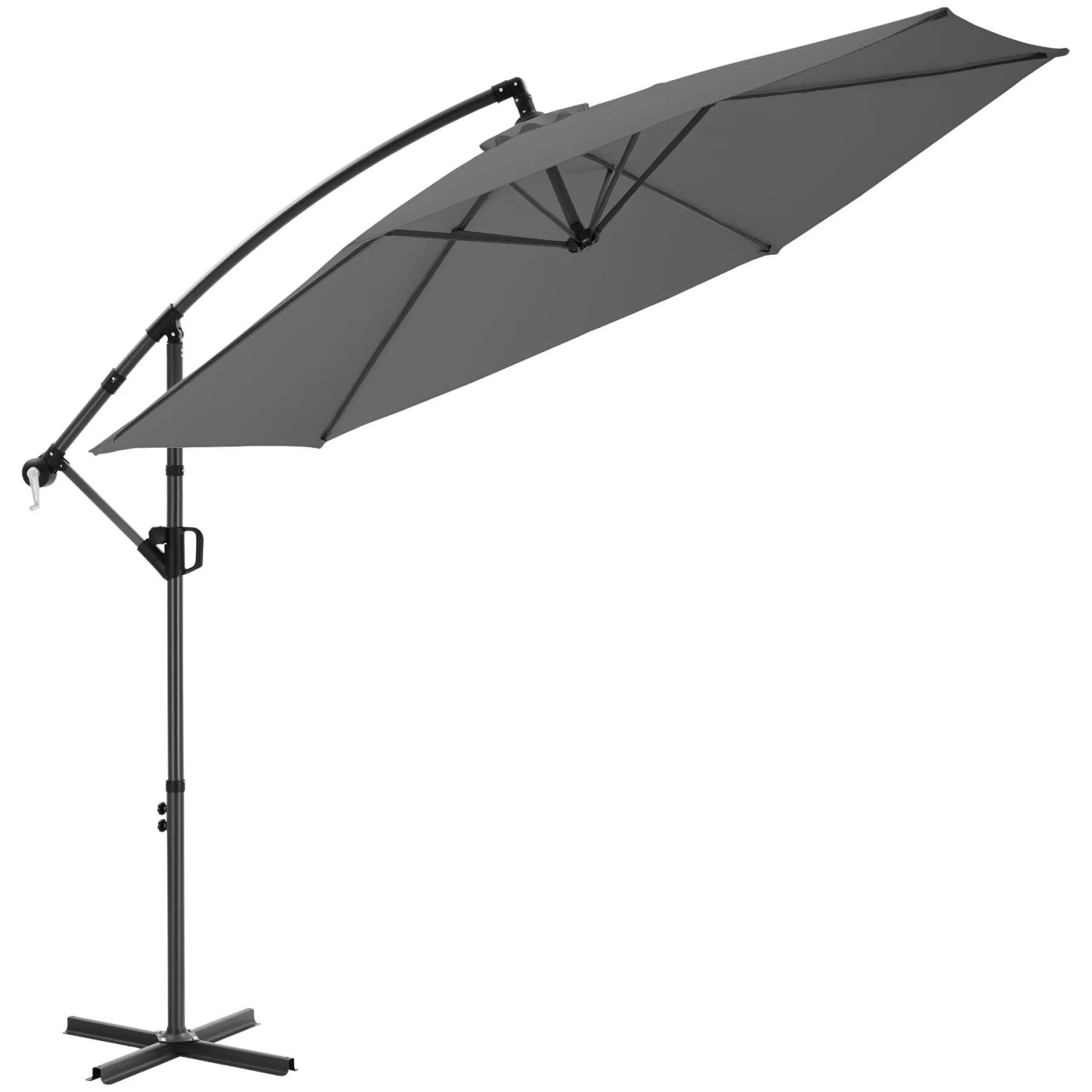 Tectake Ampelschirm Artemis 3 x 3 M  360° Drehbar Wasserabweisend  Stufenlos Verstellbarer Neigungswinkel  300 x 300 x 284 cm Grau