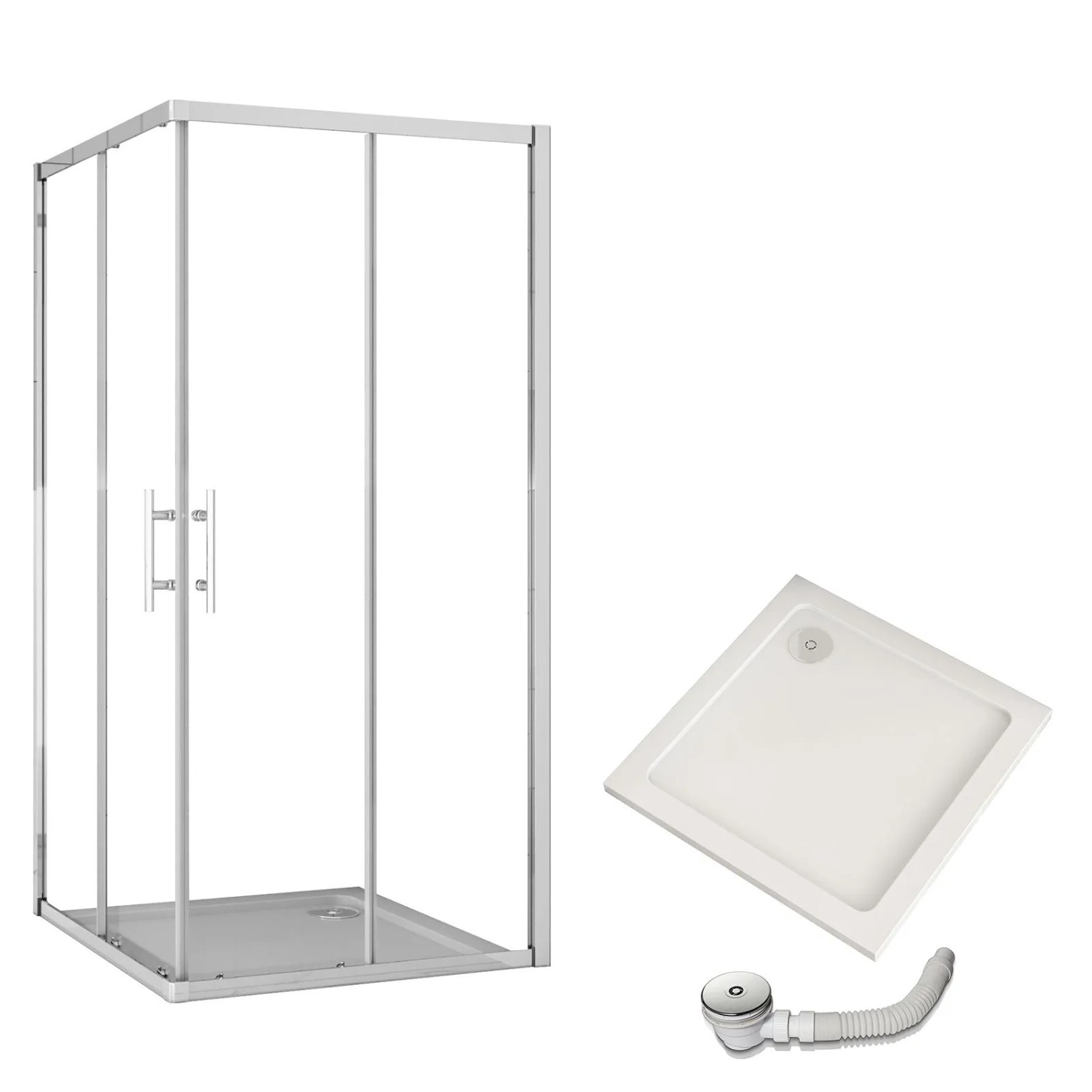 AICA 80x80x185cm Komplettduschkabine  Eckeinstieg Duschtür Schiebetür 6mm Nano ESG Glas Duschkabinen