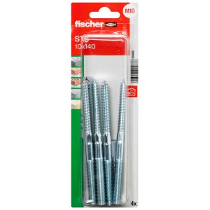 Fischer Universaldübel UX mit Stockschraube STS 10x140mm, 4er-Pack. Dübel für verschiedene Baustoffe.