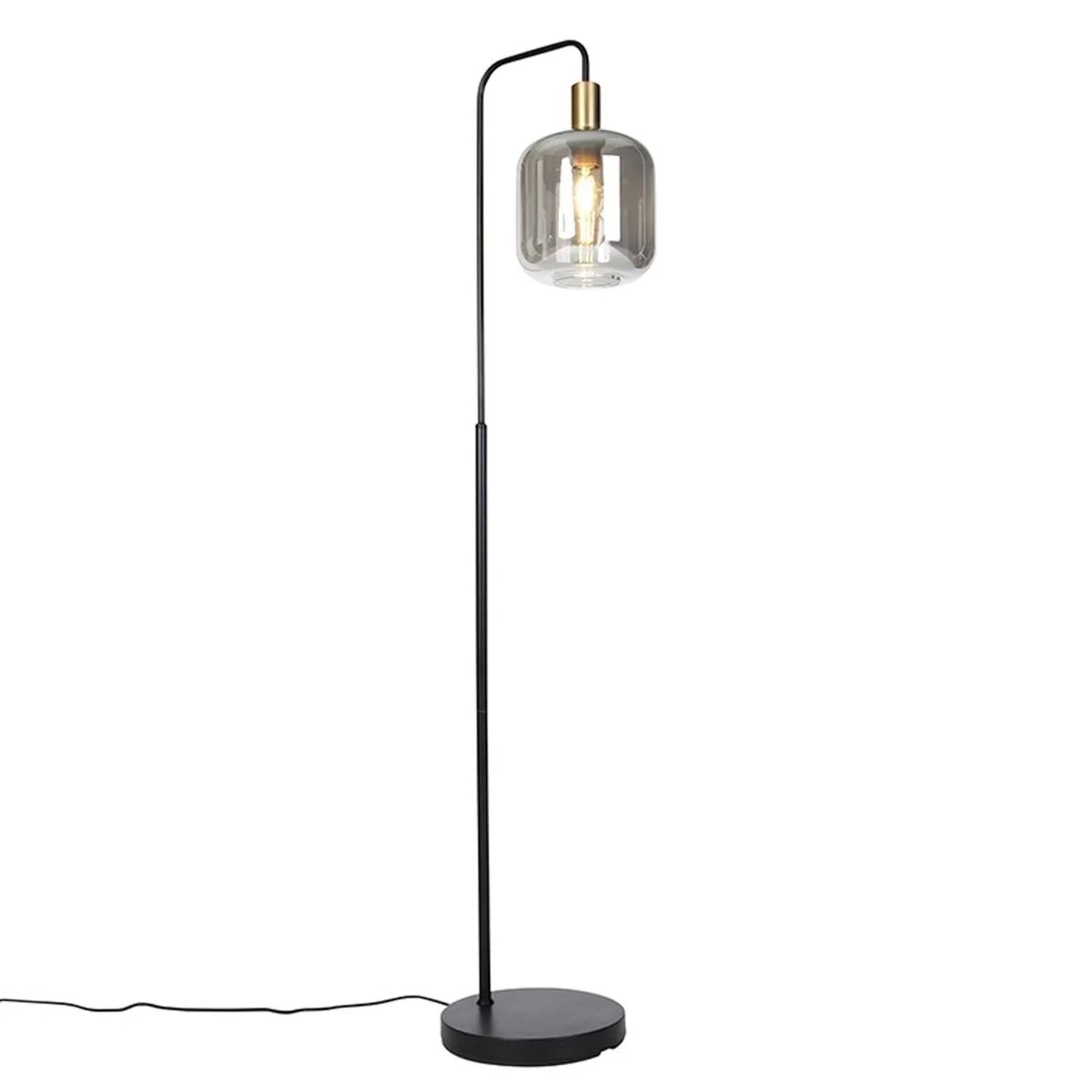 QAZQA Design Stehleuchte Schwarz mit Gold und Rauchglas   Zuzanna