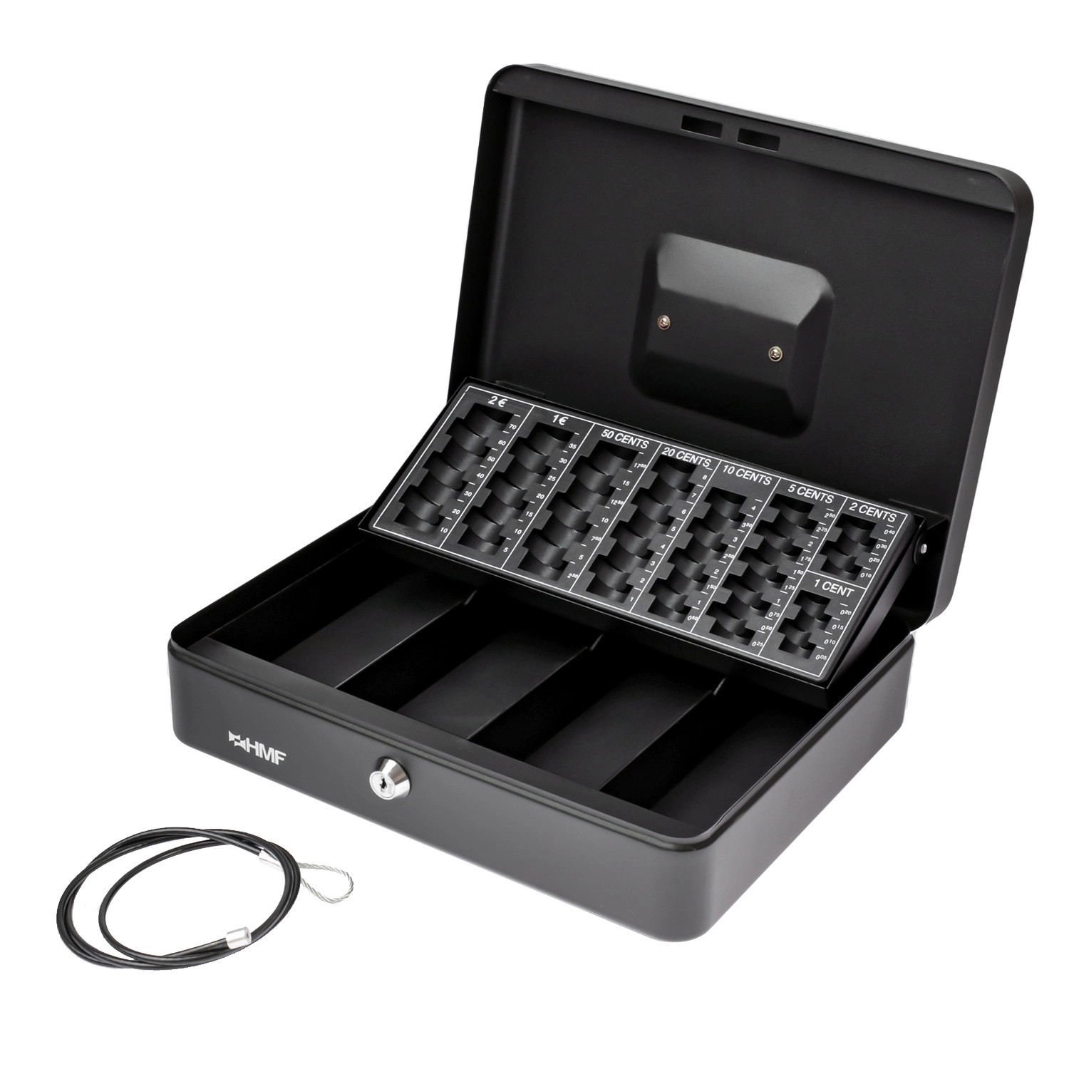 HMF 4215-09 Geldkassette Münzzählbrett Sicherungskabel 30 x 24 x 8 cm Silbe günstig online kaufen