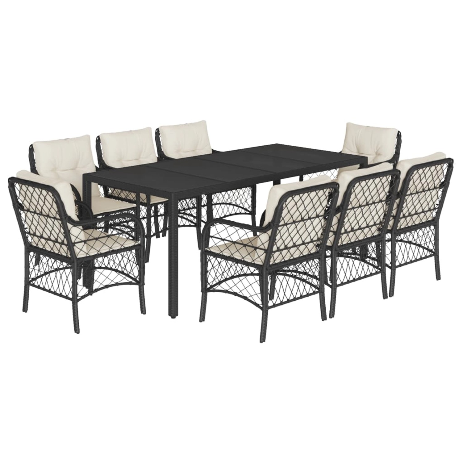 vidaXL 9-Tlg Garten-Essgruppe mit Kissen Schwarz Poly Rattan 3212023 günstig online kaufen