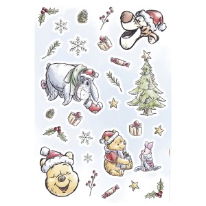 Komar Deko-Sticker Winnie Pooh Christmas (50x70cm) mit Weihnachtsmotiven von Winnie Pooh und seinen Freunden.