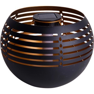 Näve LED Solar Tischleuchte, 16cm, schwarz/gold, warmweißes Licht mit Flammeneffekt.