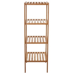 MCW Badregal B18 aus hellem Bambus mit 4 Lamellenböden, 110x34x33cm. Praktische Badablage.
