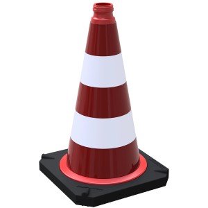 Schake Leitkegel, zweiteilig, 500 mm, rot-weiß, mit reflektierender Folie für Baustellen.