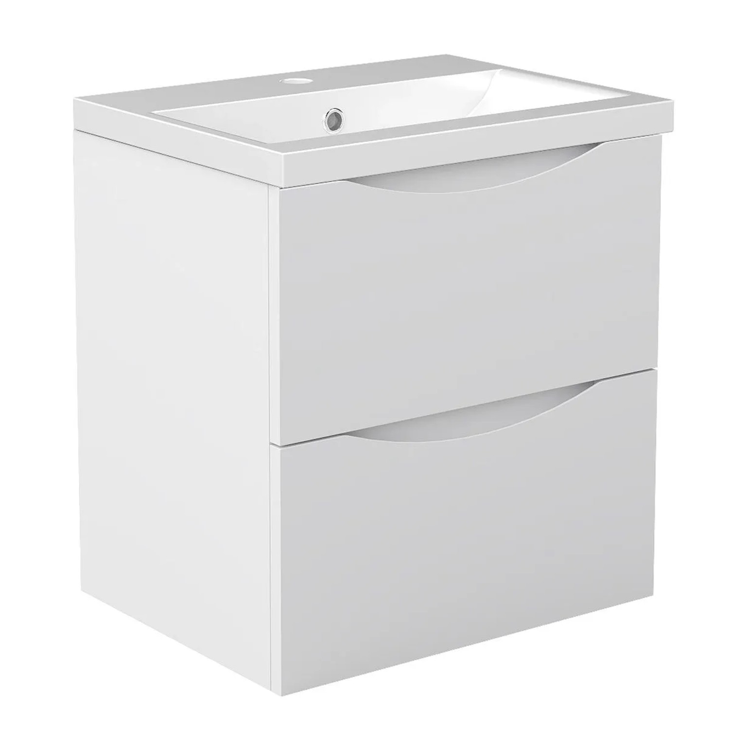 Duschspa Badmöbel 50cm Waschbecken mit Unterschrank Hängend Matt Weiß