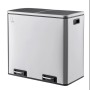 Svita TM2X24 Mülleimer, 48L, silberner Treteimer mit 2 Fächern für die Mülltrennung.