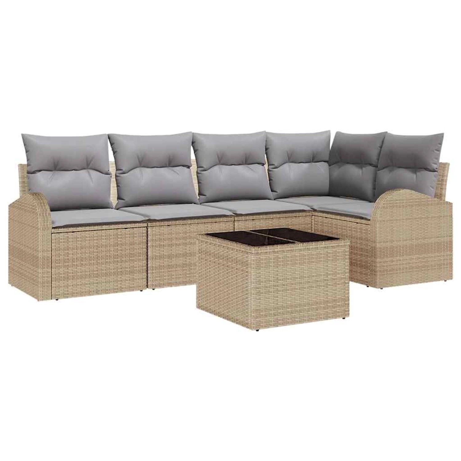 vidaXL Garten-Sofa-Set mit Kissen 6-Tlg Beige Hellgrau Poly Rattan 3354719 günstig online kaufen