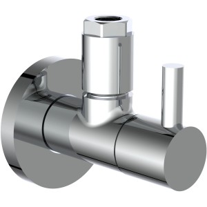 Verchromtes Kirchhoff Universal Eckventil für Kalt- und Warmwasserleitungen.