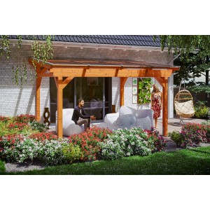 Skan Holz Terrassenüberdachung Sanremo 434 x 250 cm Leimholz Eiche hell