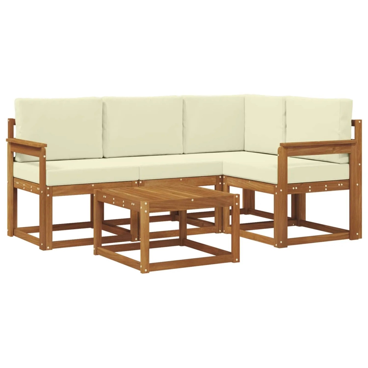 vidaXL Outdoor-Sofagarnitur mit Kissen 5 Stk Natur und Creme 3366348