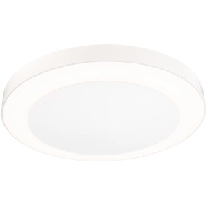Weiße, runde Paulmann LED-Außendeckenleuchte Circula mit Sensor für den Außenbereich.