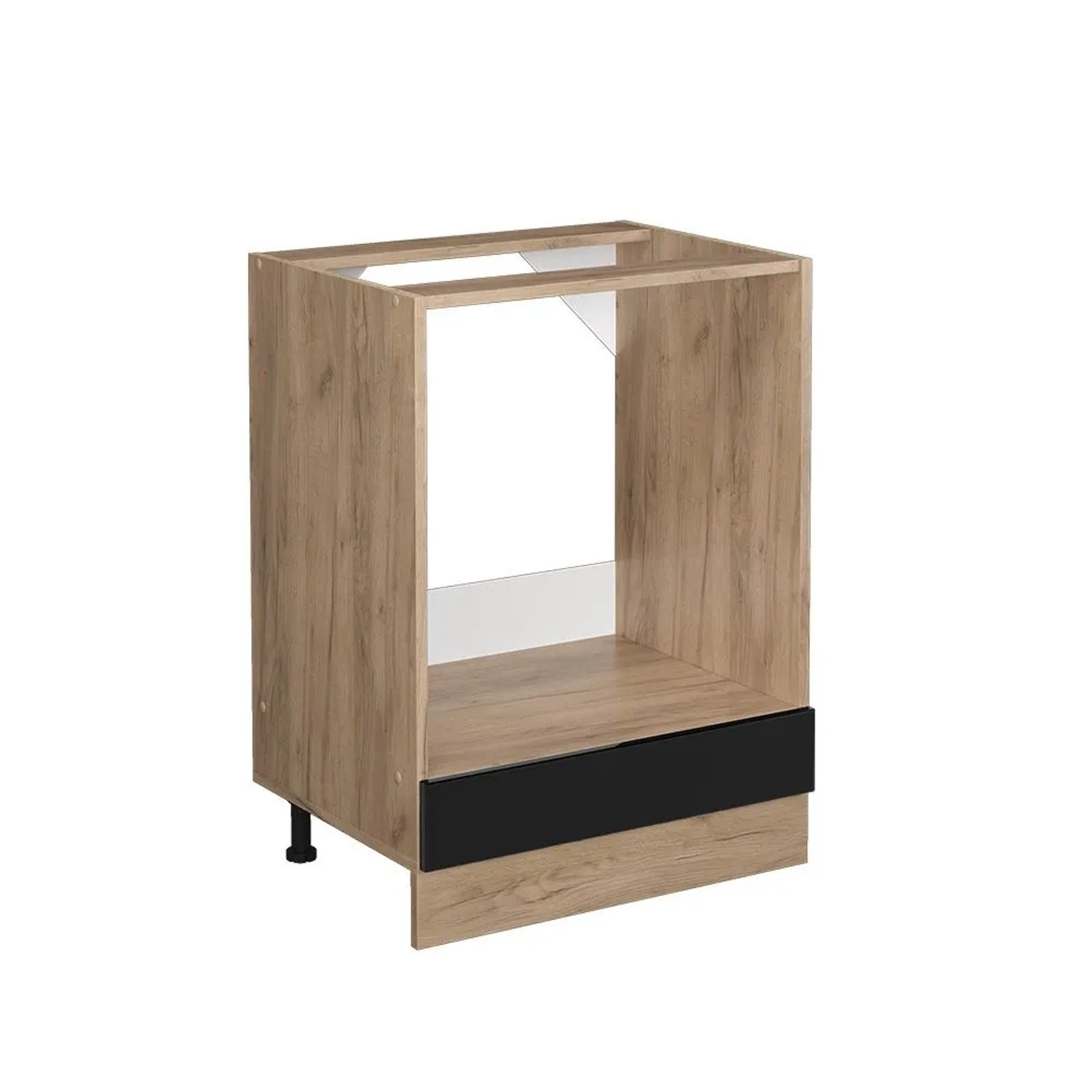 Vicco Herdumbauschrank R-Line Schwarz Hochglanz Goldkraft Eiche 60 cm ohne Arbeitsplatte