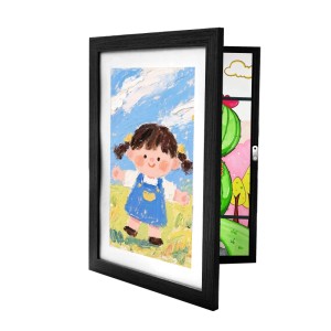 Relaxdays Kinderbilderrahmen A4 MDF Acrylglas Schwarz Befüllbar 32 x 25,5 cm 500 g