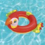 Bestway Schwimmring im Tierdesign, roter Papagei auf blauem Wasser.