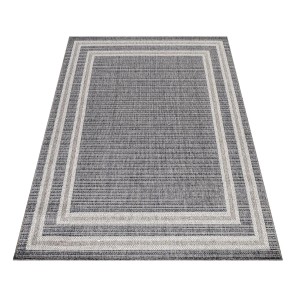 Grauer Ayyildiz Outdoor-Teppich Aruba mit Bordüre, 160x230 cm. Wetterfest und ideal für Balkon und Terrasse.