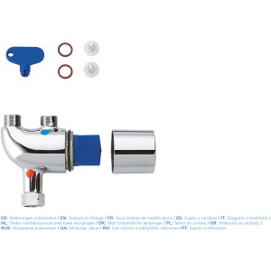 Grohe Grohtherm Micro Verbrühschutz in Chrom, mit Schlüssel und Dichtungen für Siphons.