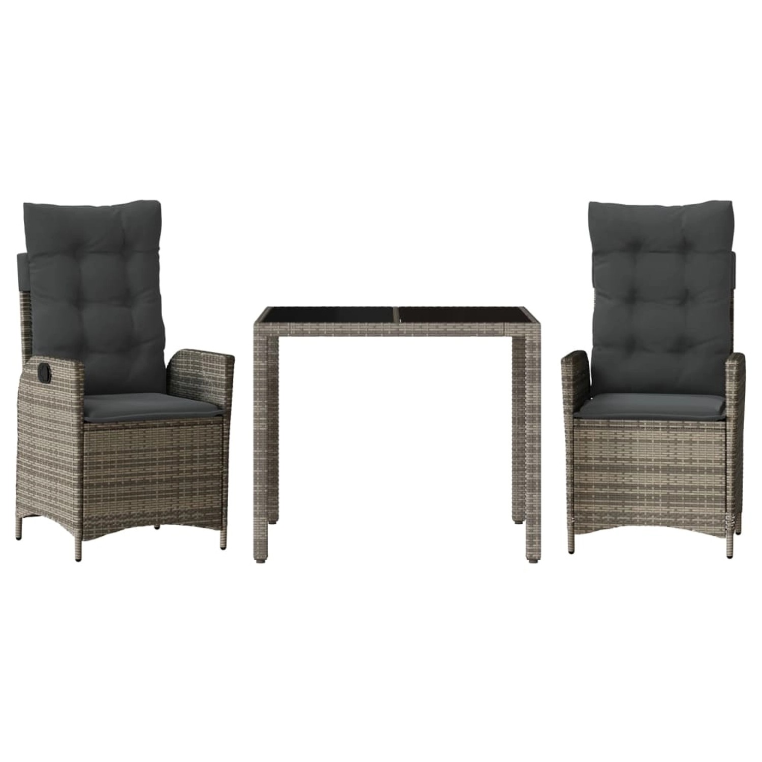 vidaXL 3-Tlg Garten-Essgruppe mit Kissen Grau Poly Rattan 3213326 günstig online kaufen