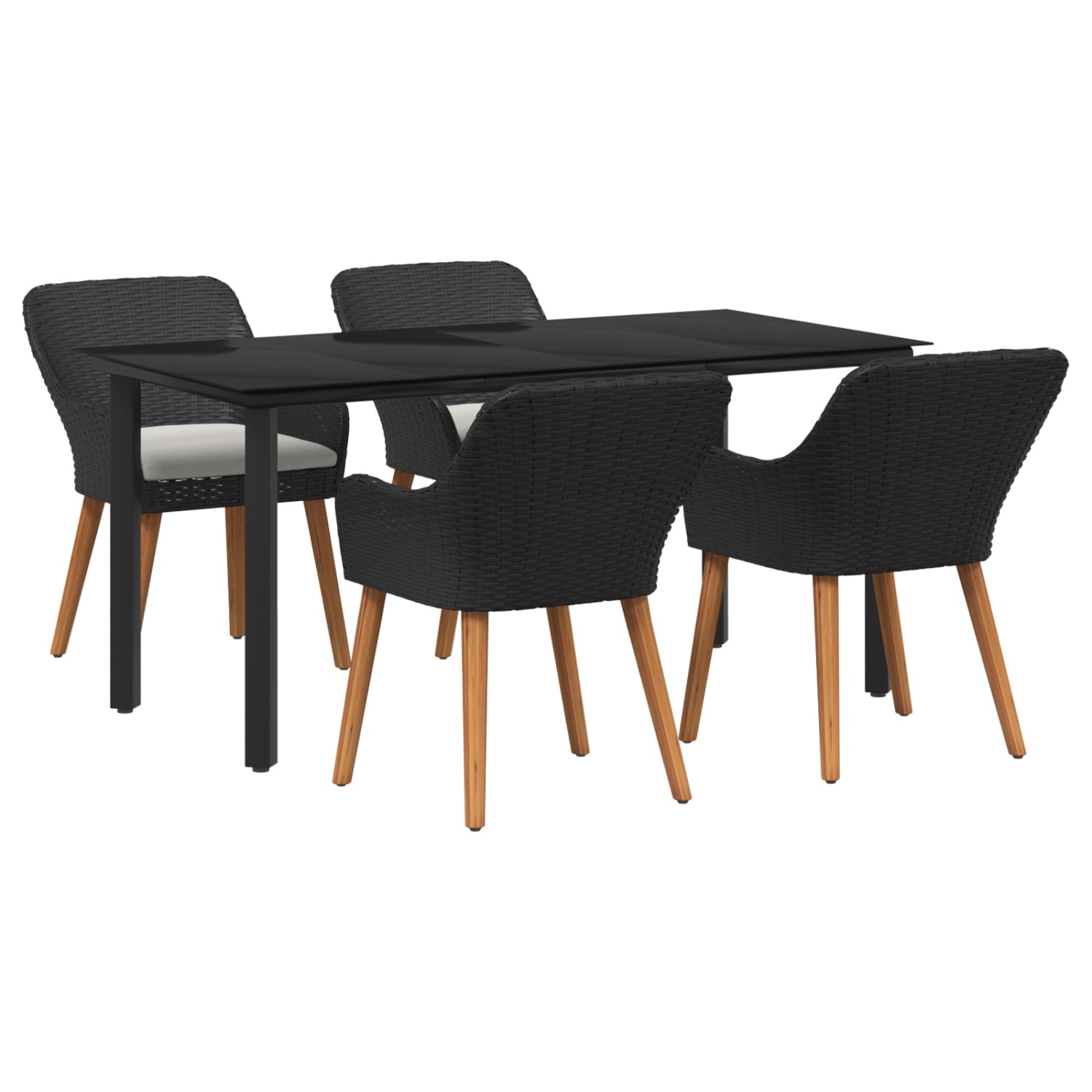 vidaXL 5-Teiliges Garten Esstischset Schwarzes Poly-Rattan 3261673 günstig online kaufen