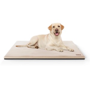 Beige Knuffelwuff Hundematte Berrith (120x85cm) mit Labrador auf orthopädischem Kunstfell.