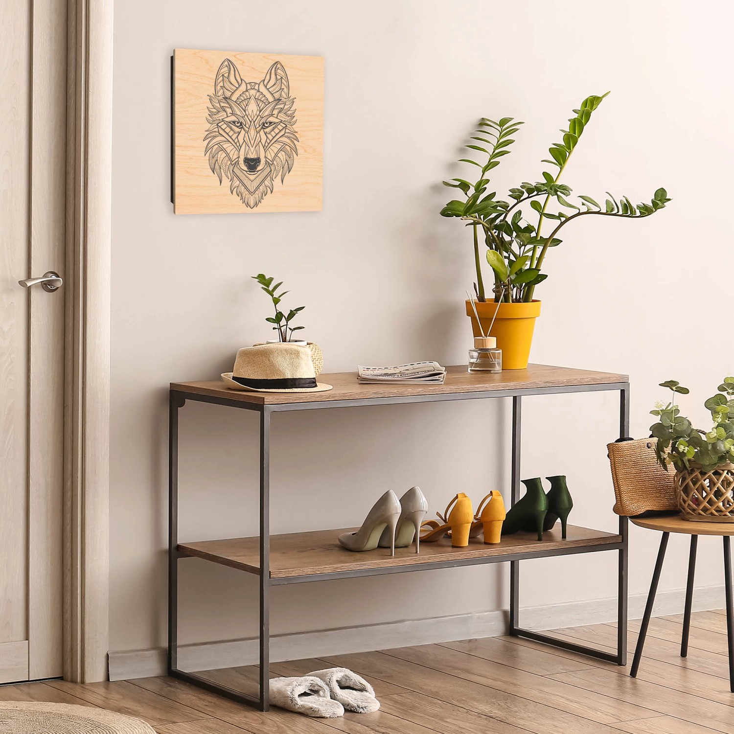 Schlüsselkasten Holz - Für 50 Schlüssel Mit 'Let's Rock' Motiv