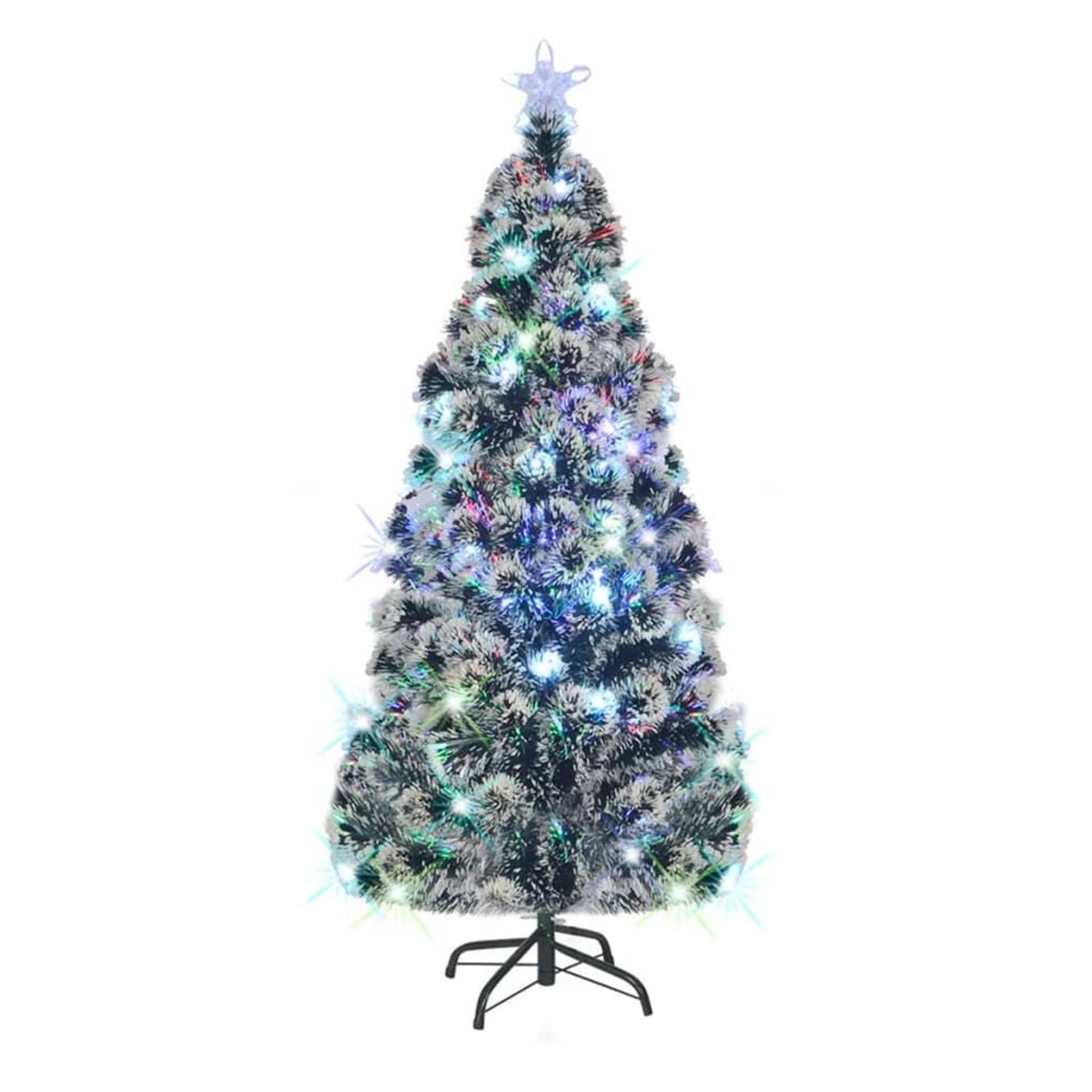vidaXL Weihnachtsbaum mit Beleuchtung und Ständer 180 cm Glasfaser 242427