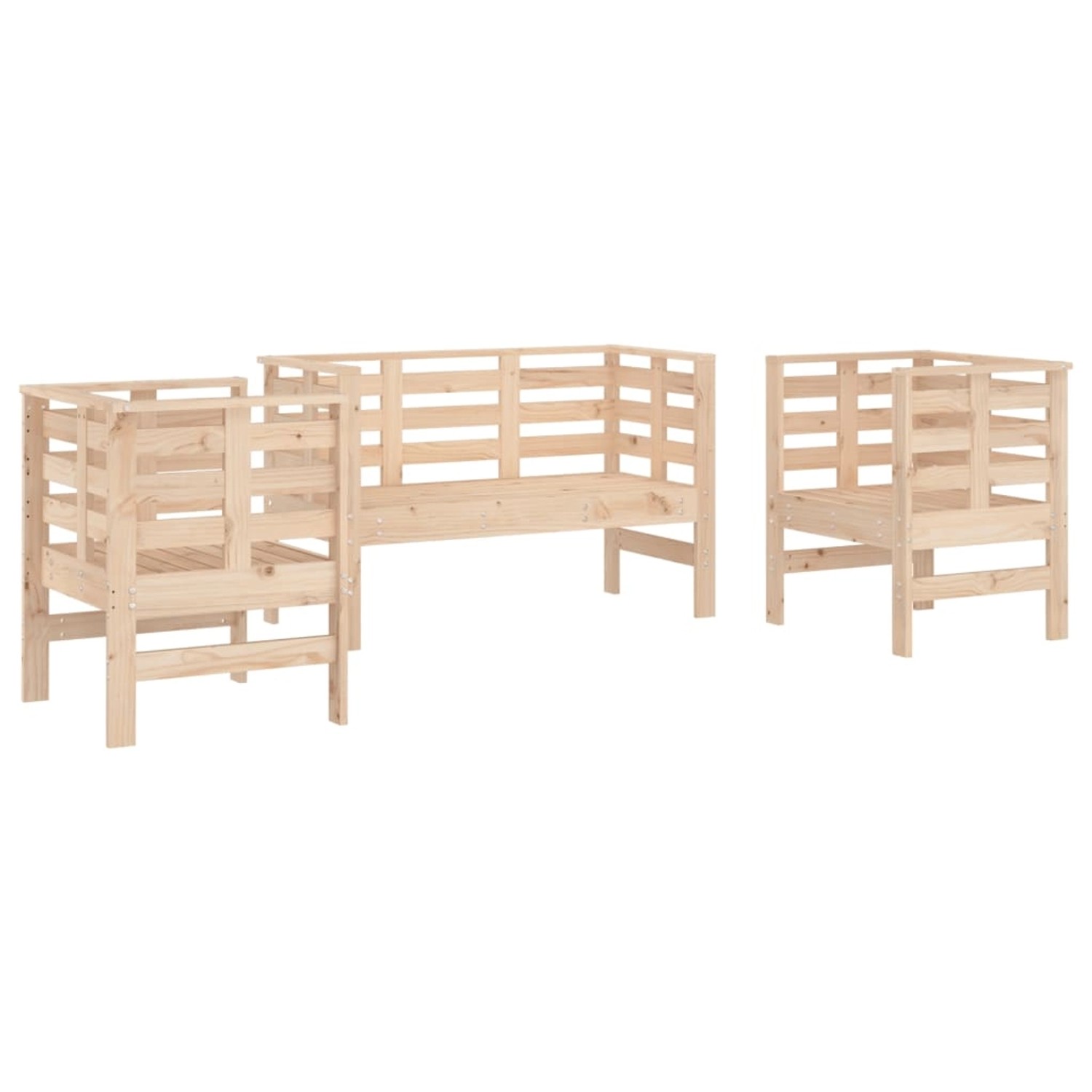 vidaXL 3-tlg Garten-Lounge-Set Massivholz Kiefer Modell 8 günstig online kaufen