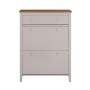 SoBuy Schuhschrank Schmal mit Schublade Schuhkommode mit 2 Klappen 80x108x25cm Hellbraun FSR89-KA