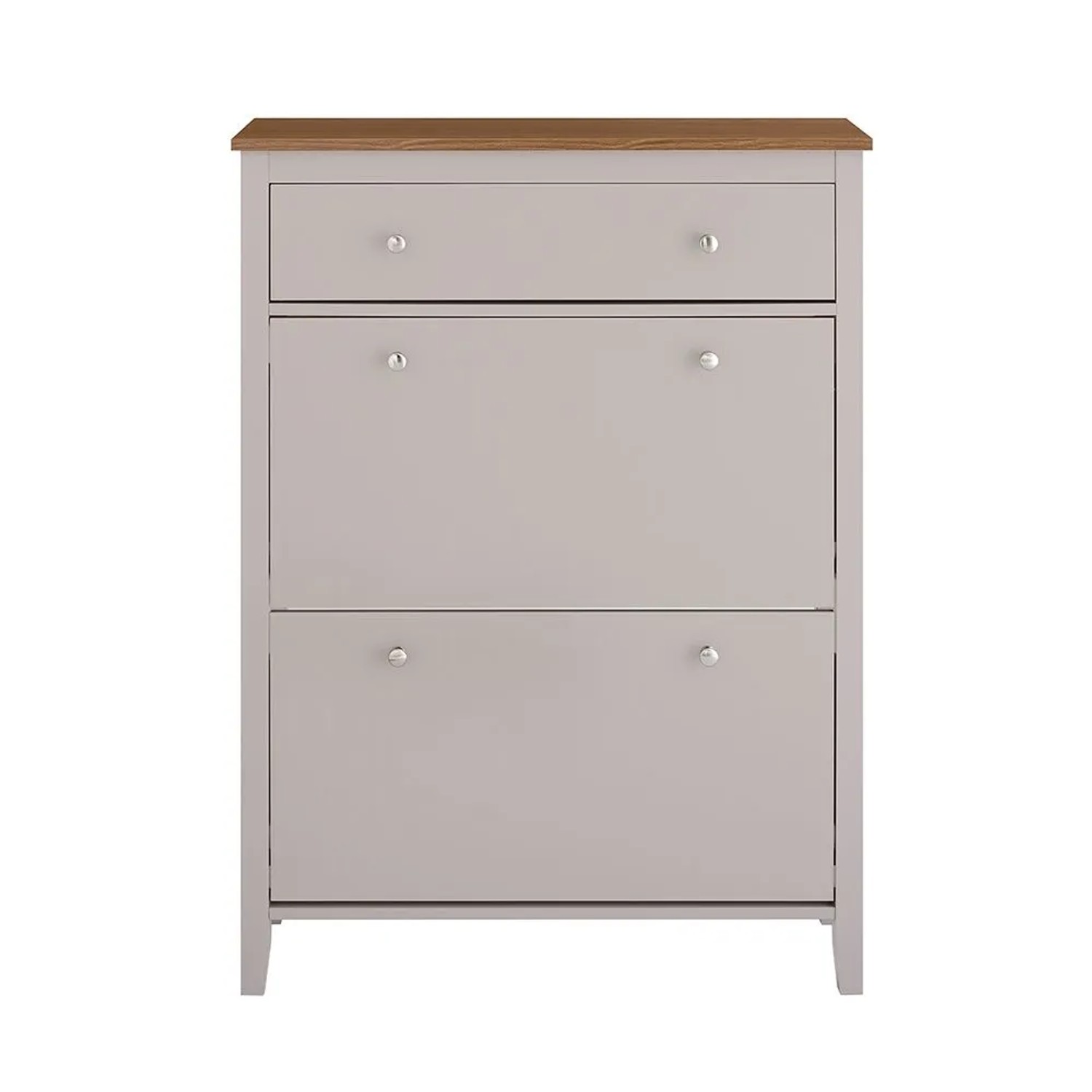 SoBuy Schuhschrank Schmal mit Schublade Schuhkommode mit 2 Klappen 80x108x25cm Hellbraun FSR89-KA