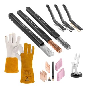 STAHLWERK WIG Set: Schweißstäbe, Handschuhe, Bürsten, Halter & Zubehör für Löt- und Schweißarbeiten.