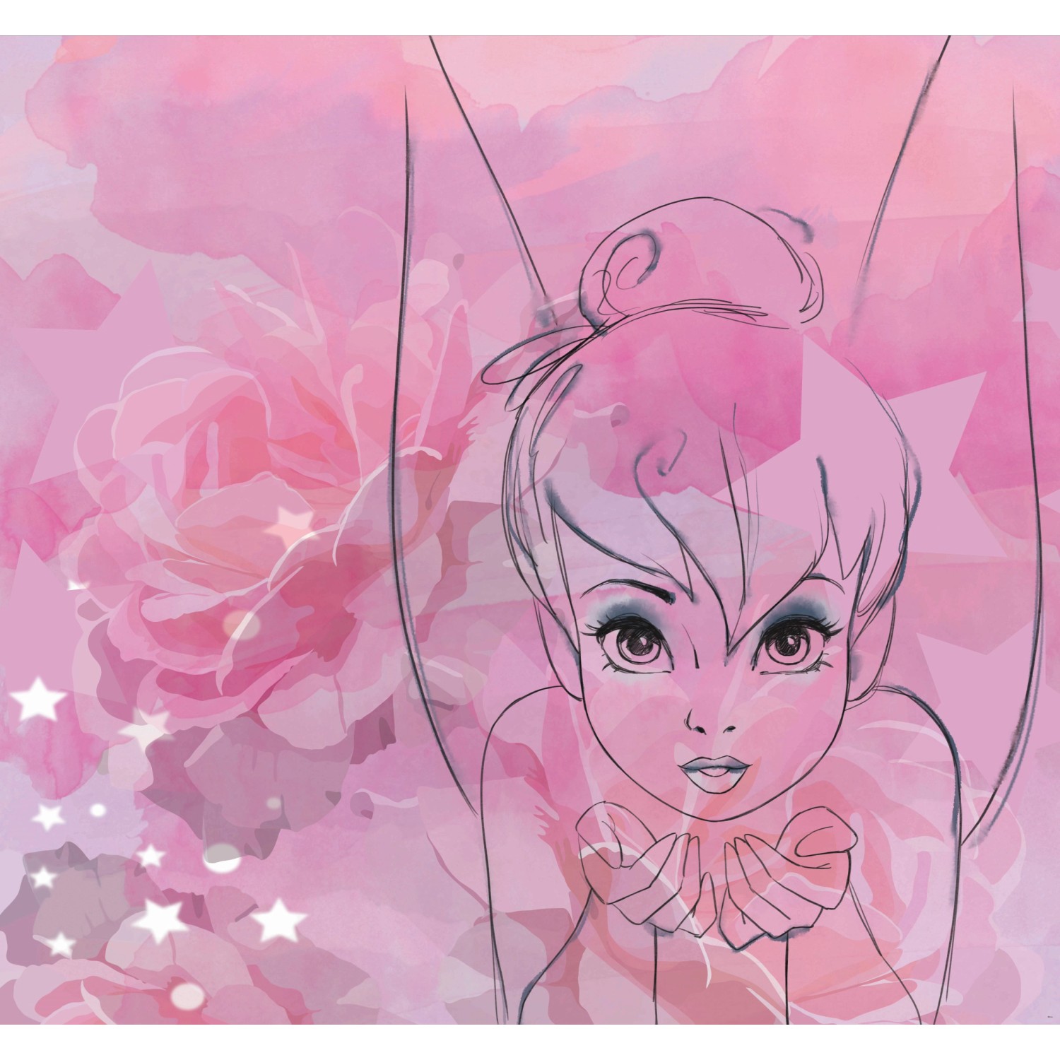 Fototapete Vlies Disney Tinkerbell Wasserfarben 300 cm x 280 cm