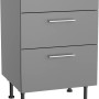 Optifit Unterschrank für Kochfeld, Basaltgrau, 60 cm breit, mit 2 Auszügen und Edelstahlgriffen.