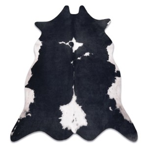 Schwarzer RugsX Teppich in Form eines Rindsfells, 100x150cm. Tierfell-Optik für Wohnzimmer und Schlafzimmer.