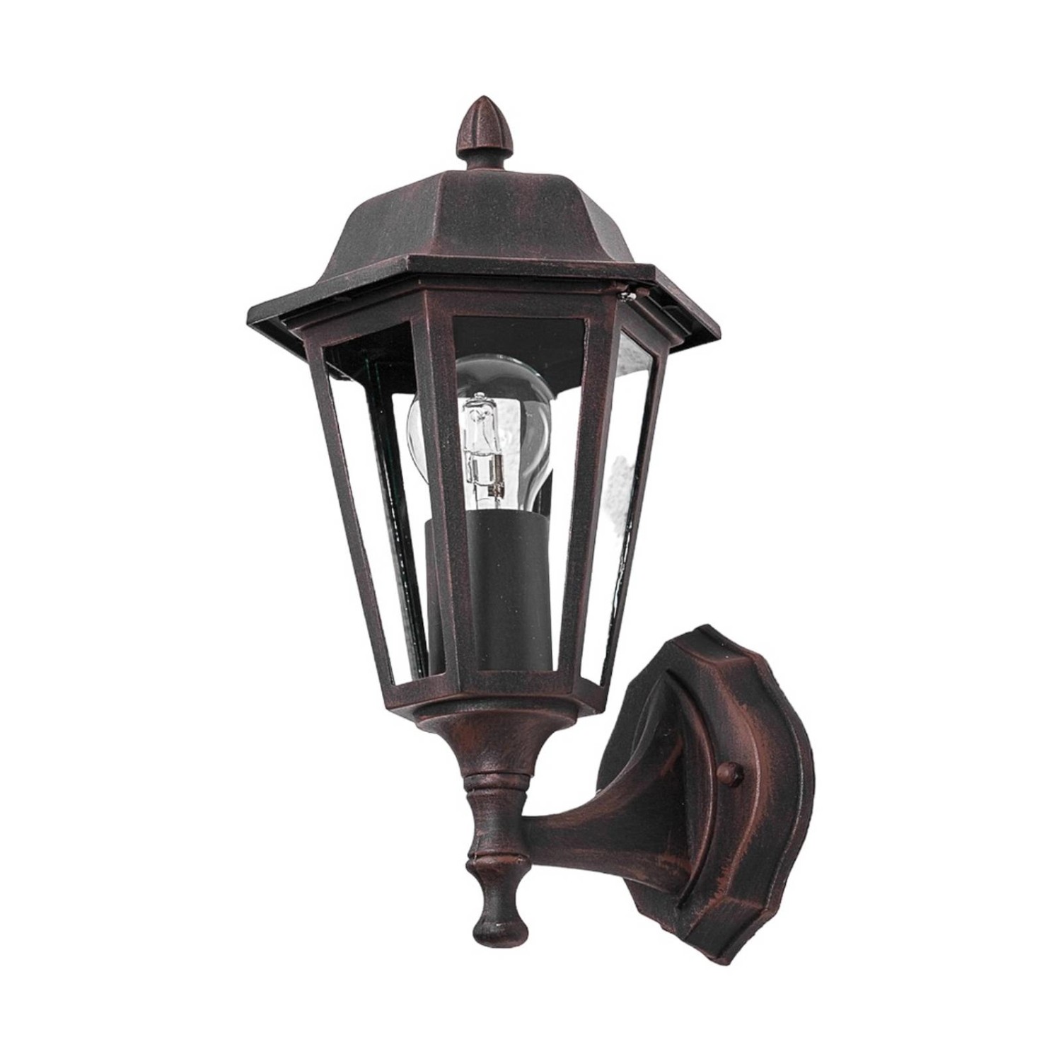 Lindby Wandleuchte Außen Lamina 9630054 Spritzwassergeschützt Retro Vintage Antik in Braun aus Aluminium 1-flammig E27