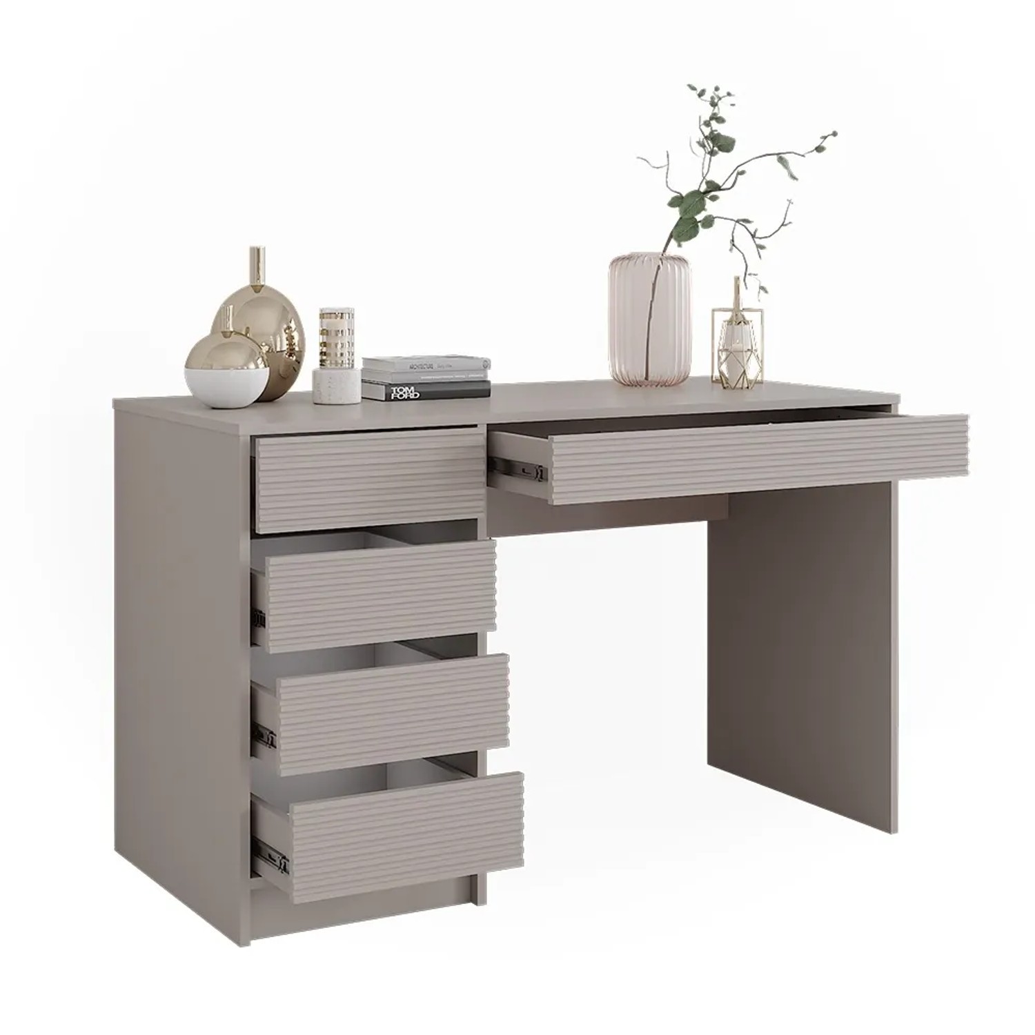 Vicco Schminktisch Sherry in Cashmere mit 5 Schubladen, ohne Spiegel.