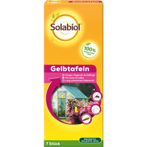 Solabiol Gelbtafeln, 7 Stück zur biologischen Schädlingsbekämpfung im Garten und Gewächshaus.