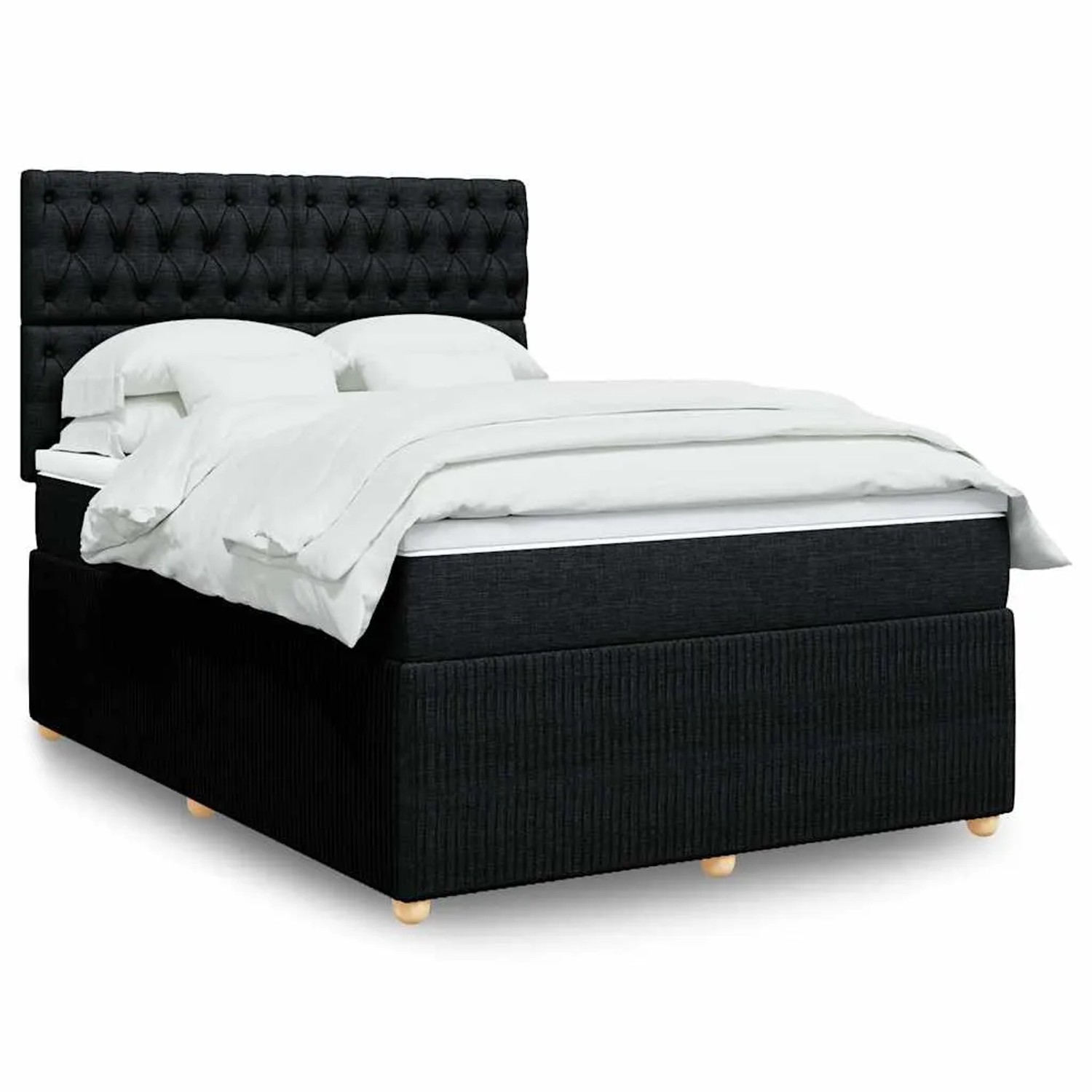 vidaXL Boxspringbett mit Matratze Schwarz 160x200 cm Stoff 3294416 günstig online kaufen