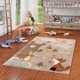 Braun-beiger Kinderteppich mit Fuchs, Bär und Hase, 80x150 cm. Pergamon Maui Kids Teppich.