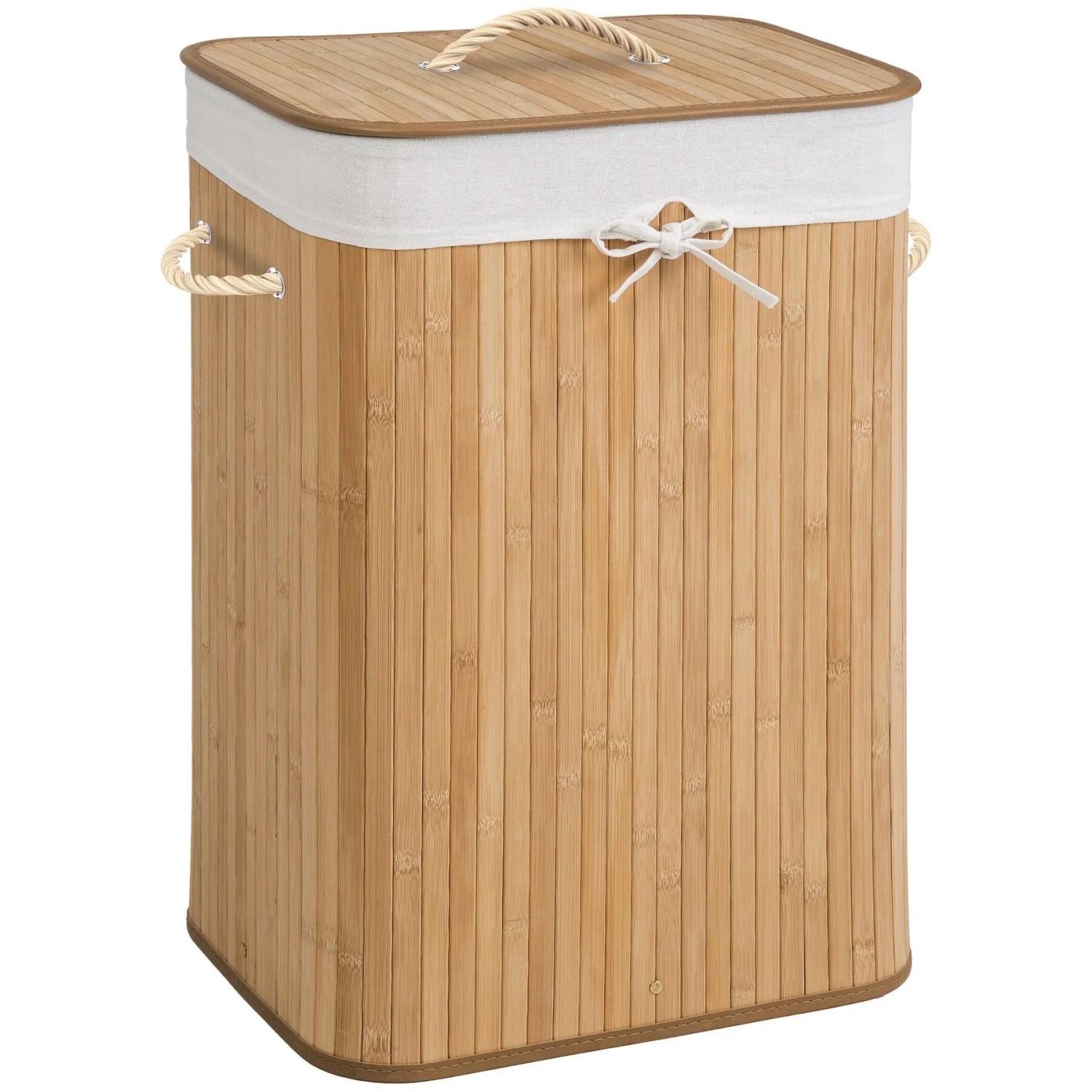 Tectake Wäschekorb  Aus Bambus Mit Deckel  42 x 31 50 x 60 cm Beige