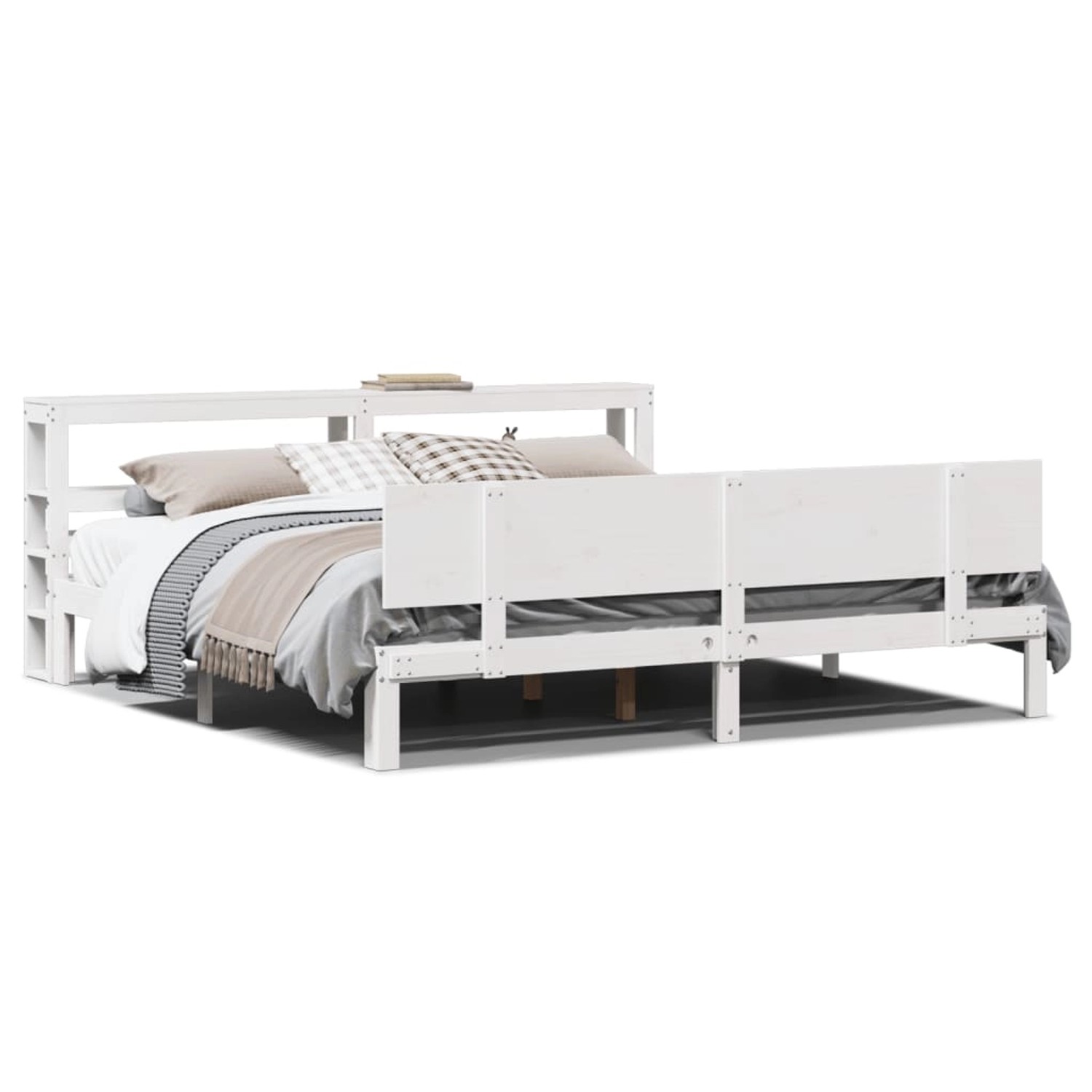 vidaXL Bettgestell mit Kopfteil ohne Matratze Weiß 180x200 cm 3306093 günstig online kaufen