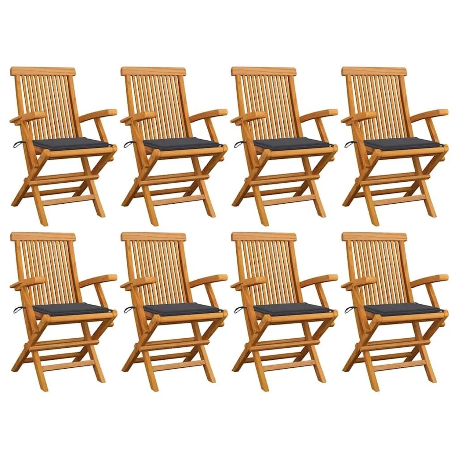 vidaXL Gartenstühle mit Anthrazit Kissen 8 Stk Massivholz Teak 3072889 günstig online kaufen