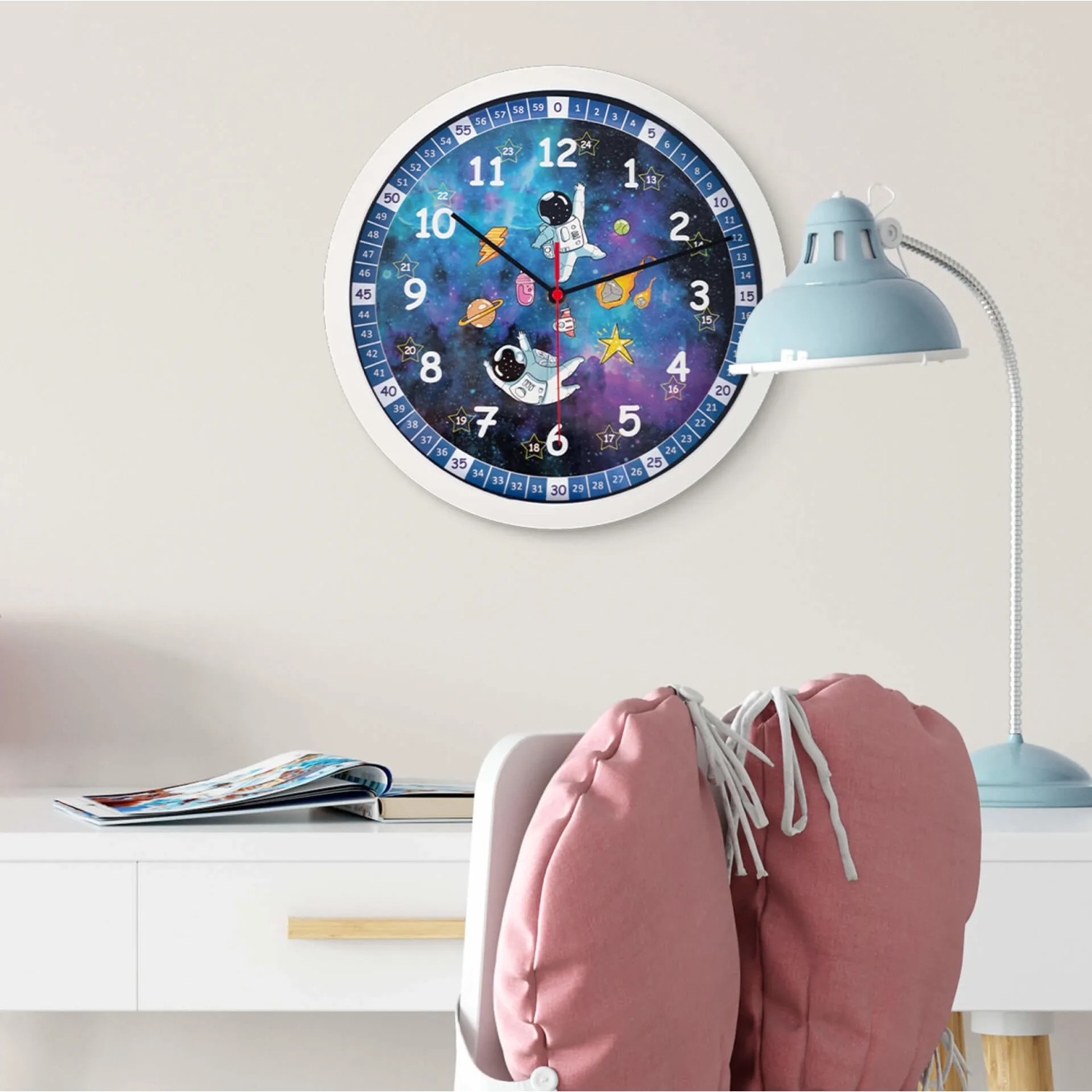 kinderzimmer uhren Wall-Art Kinderzimmer Uhr Weltall Astronauten Blau 29 cm kaufen bei OBI