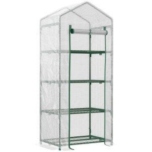 Furnicato Folien-gewächshaus 70x50x160 Cm Weiß Mit 4 Regalfächern