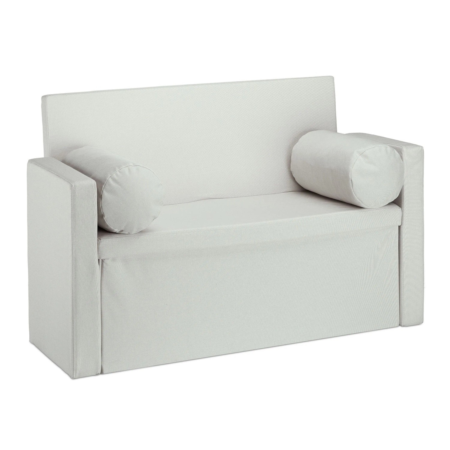 Relaxdays Sitzbank Leinen Creme Faltbar mit Stauraum und Rückenlehne 75 cm x 115 cm x 47 cm 19 kg
