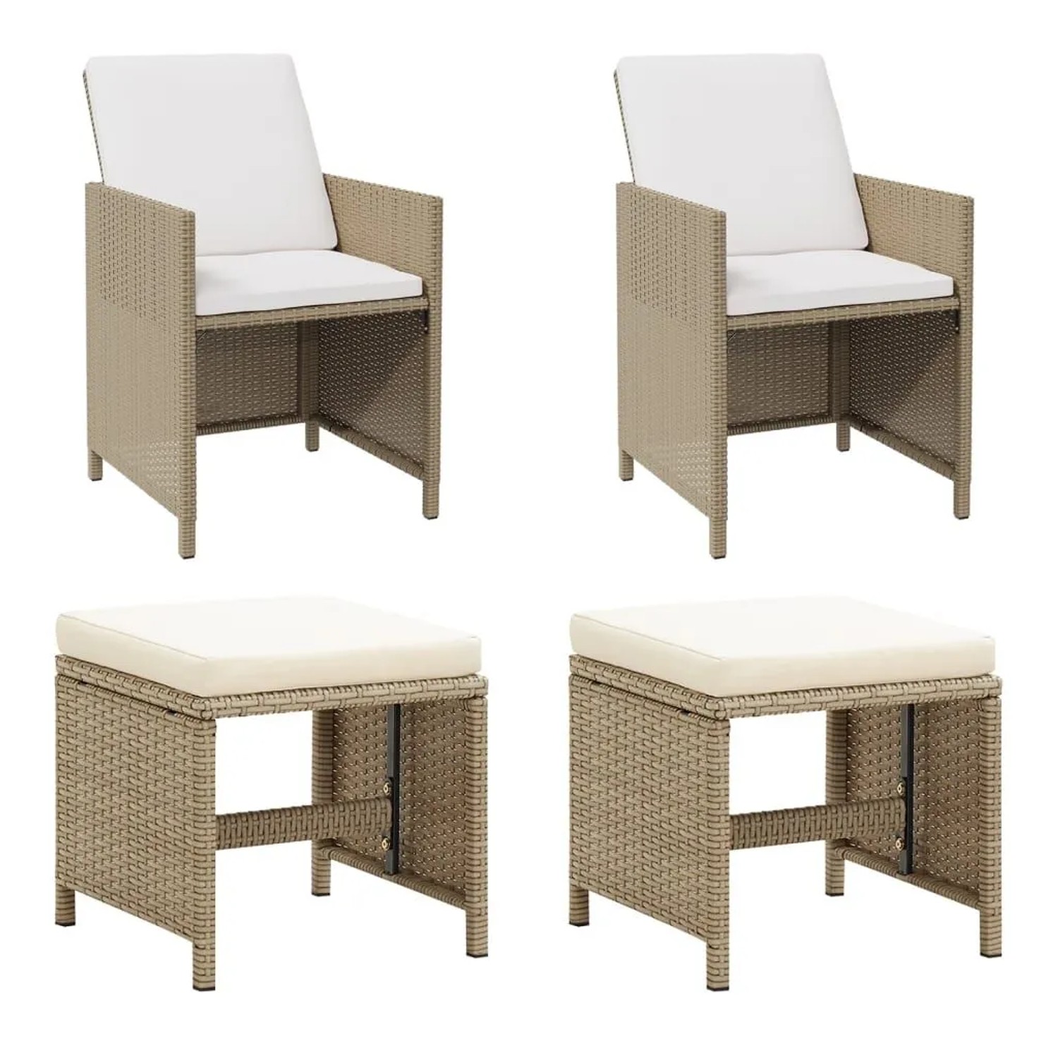 vidaXL Gartenstühle mit Hocker 2 Stk Poly Rattan Beige 316781 günstig online kaufen