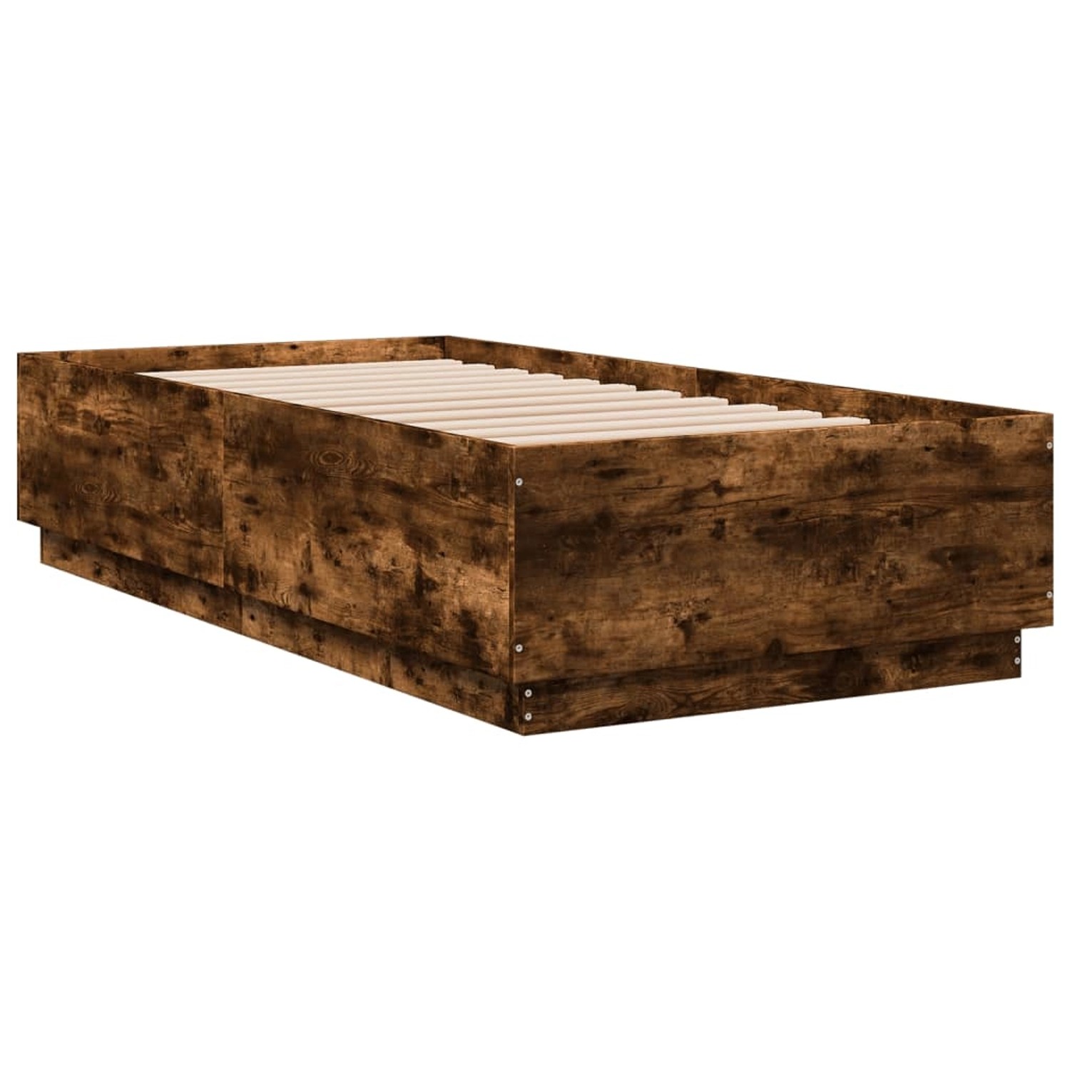 vidaXL Bettgestell mit LED Räuchereiche 75x190 cm Holzwerkstoff 3209671 günstig online kaufen