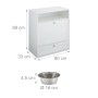 Relaxdays Futterschrank Hunde MDF Edelstahl Weiß Silber Mit Kippfach Kippschutz 68 cm x 60 cm x 33 cm 18,2 kg_4